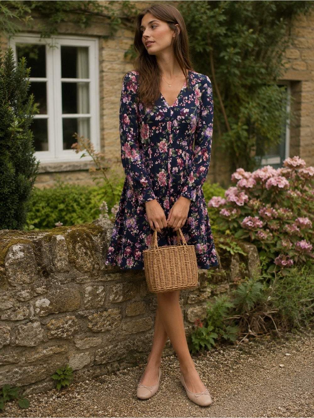 Gal Meets Glam Floral Fit & Flare Dress | Romantic Cottagecore Long Sleeve Dress